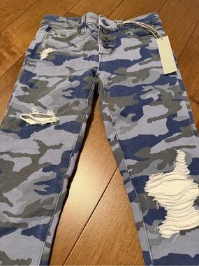 Tractr Blue Camo Distressed Skinny Jeans for Kids